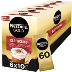 Nescafé Gold Cappuccino Oploskoffie - Ongezoet - 6 Doosjes à 10 Zakjes