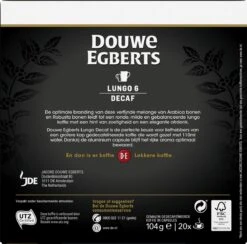 Douwe Egberts Lungo Decaf (6) - 10 X 20 Koffiecups -Koffie Series Winkel 1200x1186 1