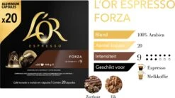 L'OR Espresso Forza Koffiecups - Intensiteit 9/12 - 10 X 20 Capsules -Koffie Series Winkel 1200x669