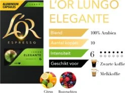 L'OR Lungo Elegante Koffiecups - Intensiteit 6/12 - 10 X 10 Capsules -Koffie Series Winkel 1200x893