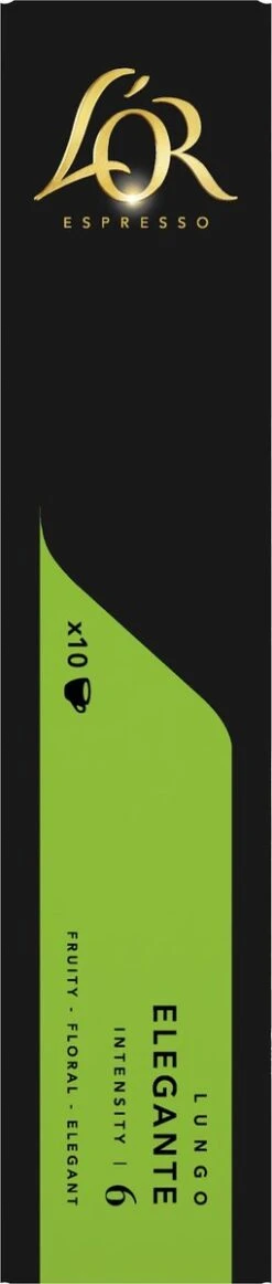 L'OR Lungo Elegante Koffiecups - Intensiteit 6/12 - 10 X 10 Capsules -Koffie Series Winkel 255x1200