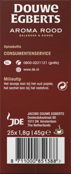 Douwe Egberts Aroma Rood Sticks Oploskoffie - 6 X 25 Zakjes -Koffie Series Winkel 492x1200