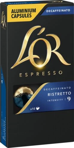 L'OR Espresso Ristretto Decaffeinato - Intensiteit 9/12 - 10 X 10 Capsules -Koffie Series Winkel 603x1200