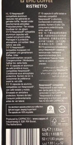 100 Capsules Epic Coffee - Ristretto - Nespresso® Compatible Aluminium Capsules - RFA Keurmerk - Doos 100 Stuks 16 100 Capsules Epic Coffee - Ristretto - Nespresso® Compatible Aluminium Capsules - RFA Keurmerk - Doos 100 Stuks -Koffie Series Winkel 606x1200 7