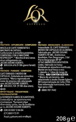 L'OR Lungo Estremo Koffiecups - Intensiteit 10/12 - 4 X 40 Capsules -Koffie Series Winkel 750x1200