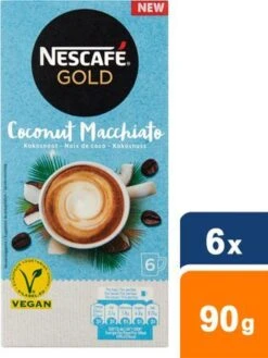 Nescafé Gold Coconut Macchiato Oploskoffie - 6 Doosjes à 6 Zakjes -Koffie Series Winkel 901x1200