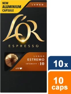 L'OR Lungo Estremo Koffiecups - Intensiteit 10/12 - 10 X 10 Capsules 25 L'OR Lungo Estremo Koffiecups - Intensiteit 10/12 - 10 X 10 Capsules -Koffie Series Winkel 909x1200